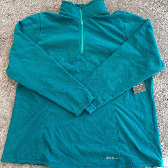 Eddie Bauer Teal Green Quarter Zip Fleece Pullover - Picture 1 of 9